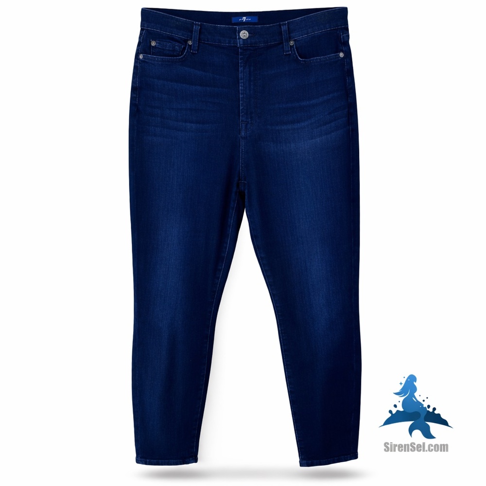 1232 - 7 For All Mankind High Waist Ankle Gwenevere Jeans - 32 - Blue